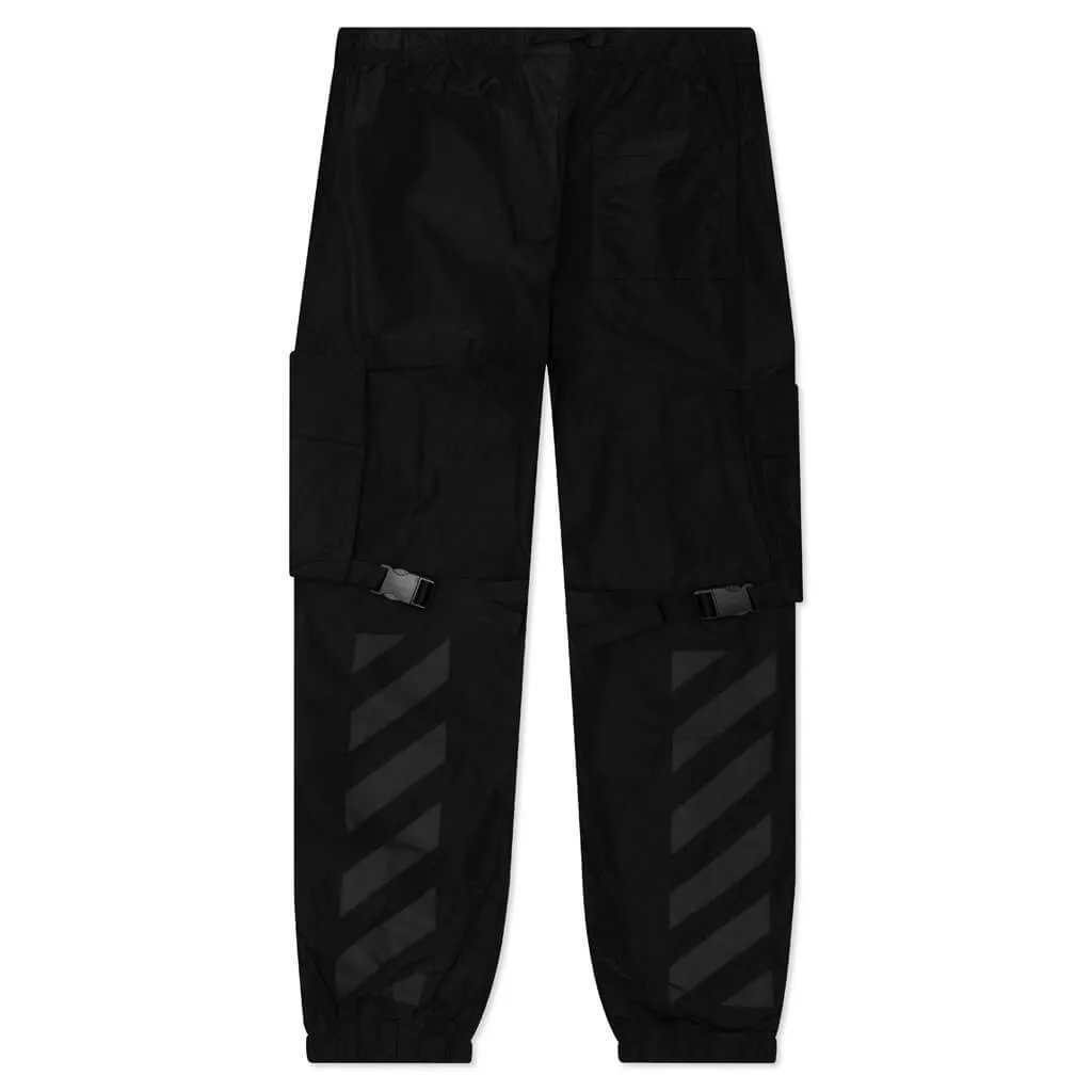 Diagonal Tab Poly Cargo Pant - Black/Black