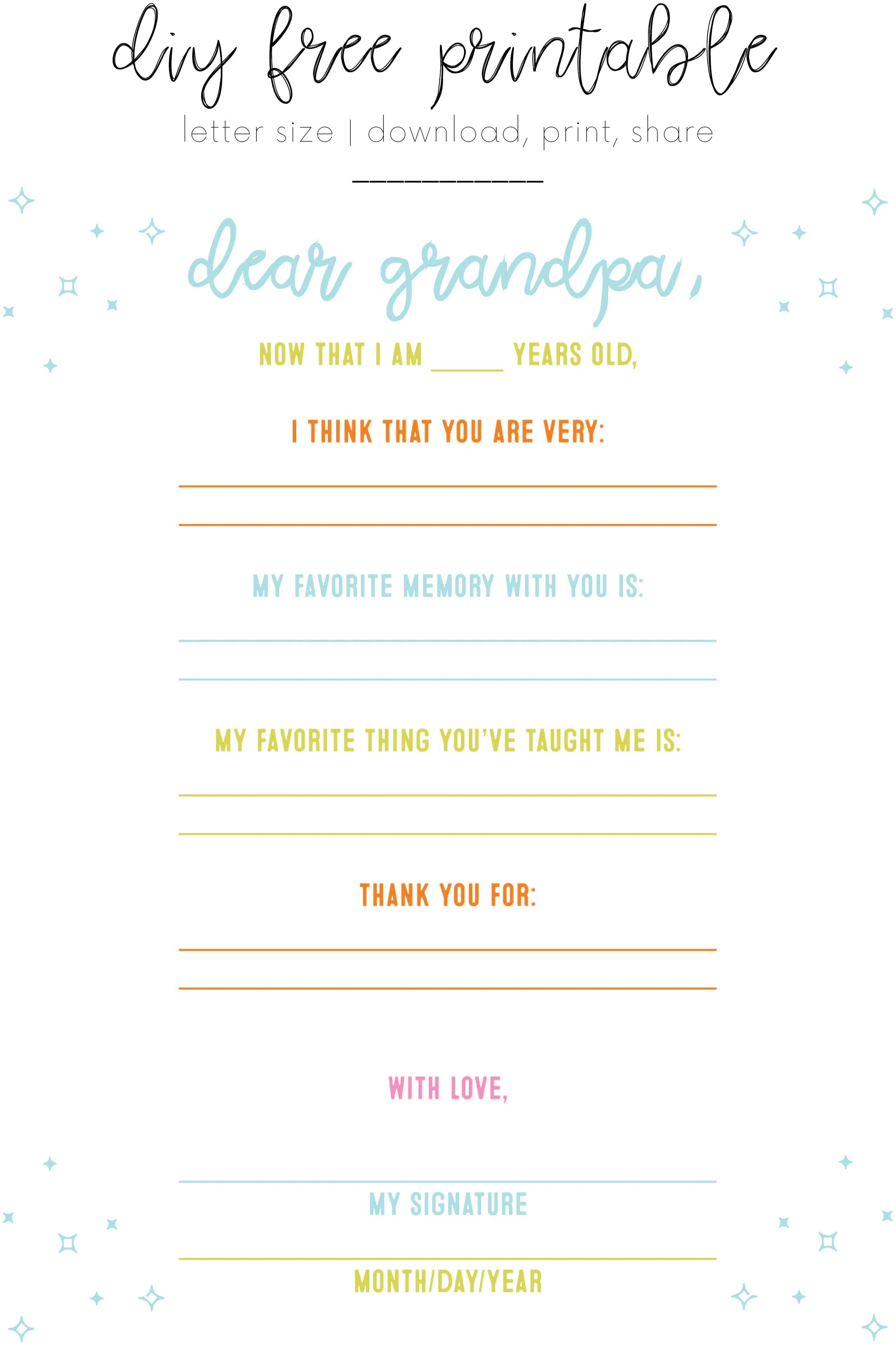 DIY Dear Grandpa Father's Day Printable