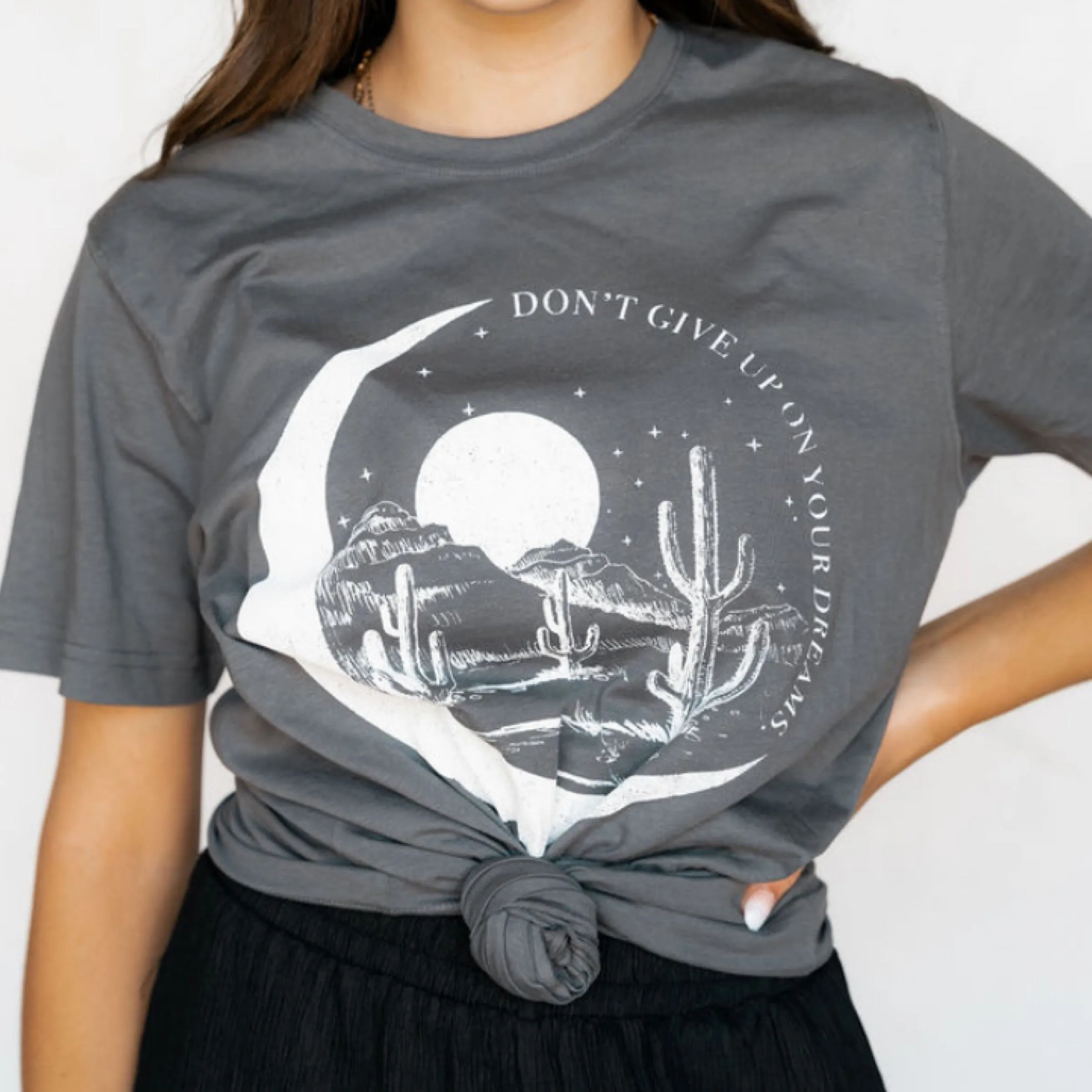 Don't Give Up On Your Dreams Graphic Tee Grey