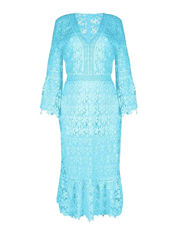 Elegant Lace Deep V Women's Party Dress