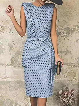 Elegant Polka Dot Print Sheath Dress for Women