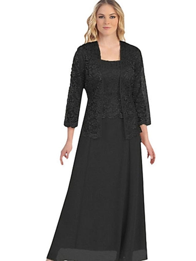 Elegant Women's Black Lace Maxi Swing Dress