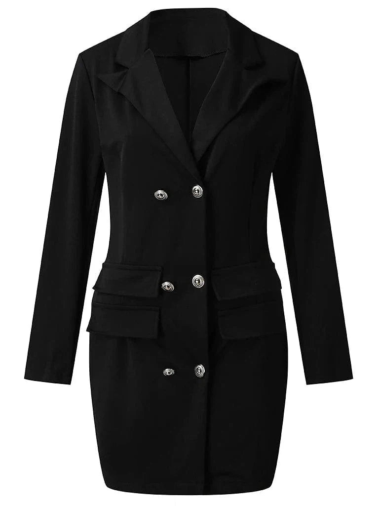 Elegant Women's Professional Black and White Blazer Dress