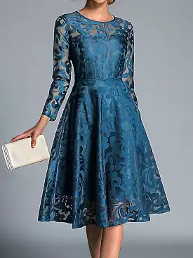 Elegant Women's Winter Lace Midi Party Dress