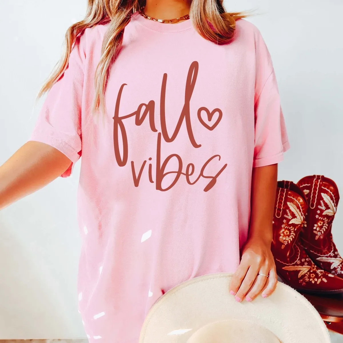 Fall Vibes Heart Comfort Color Graphic Tee