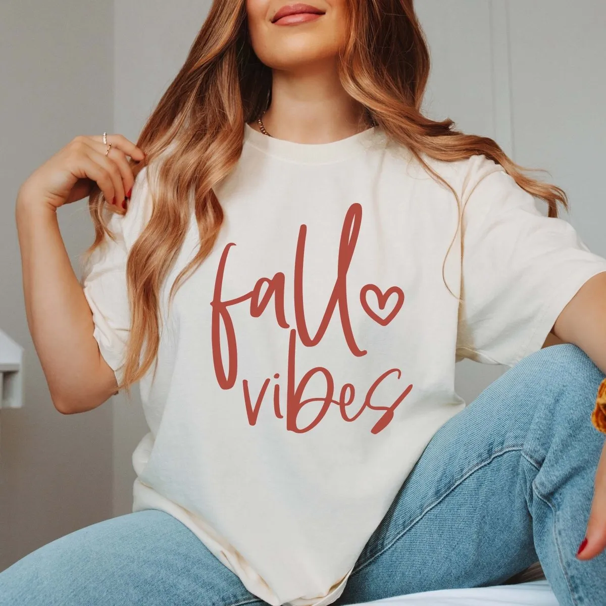 Fall Vibes Heart Comfort Color Graphic Tee