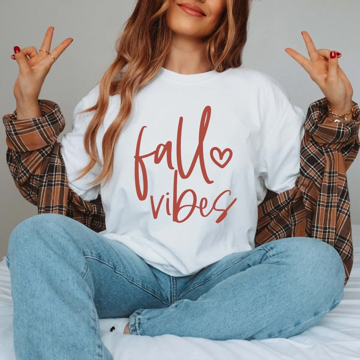 Fall Vibes Heart Comfort Color Graphic Tee