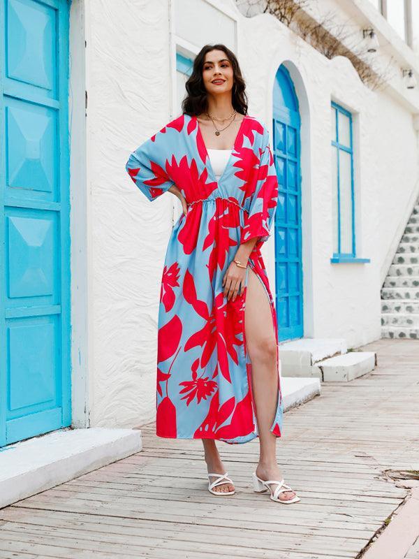 Floral Chiffon Maxi Dress With Slit