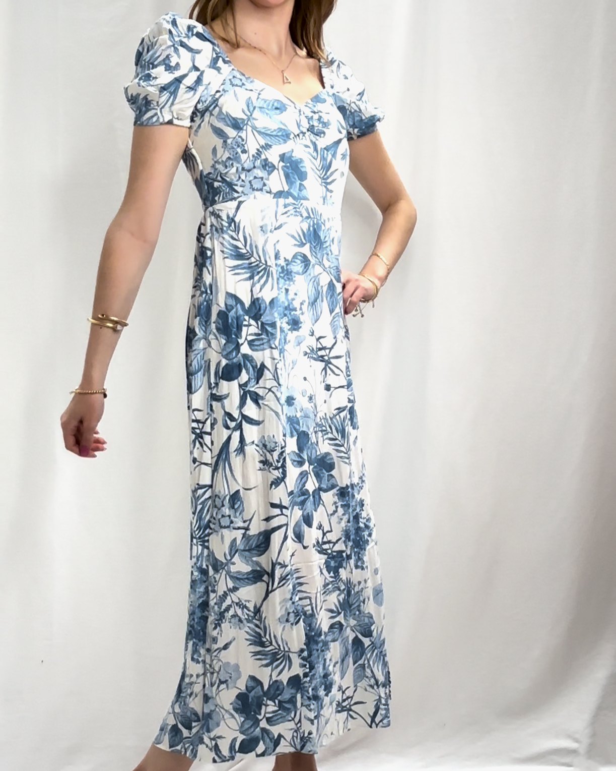 Floral Print Dress - Blue