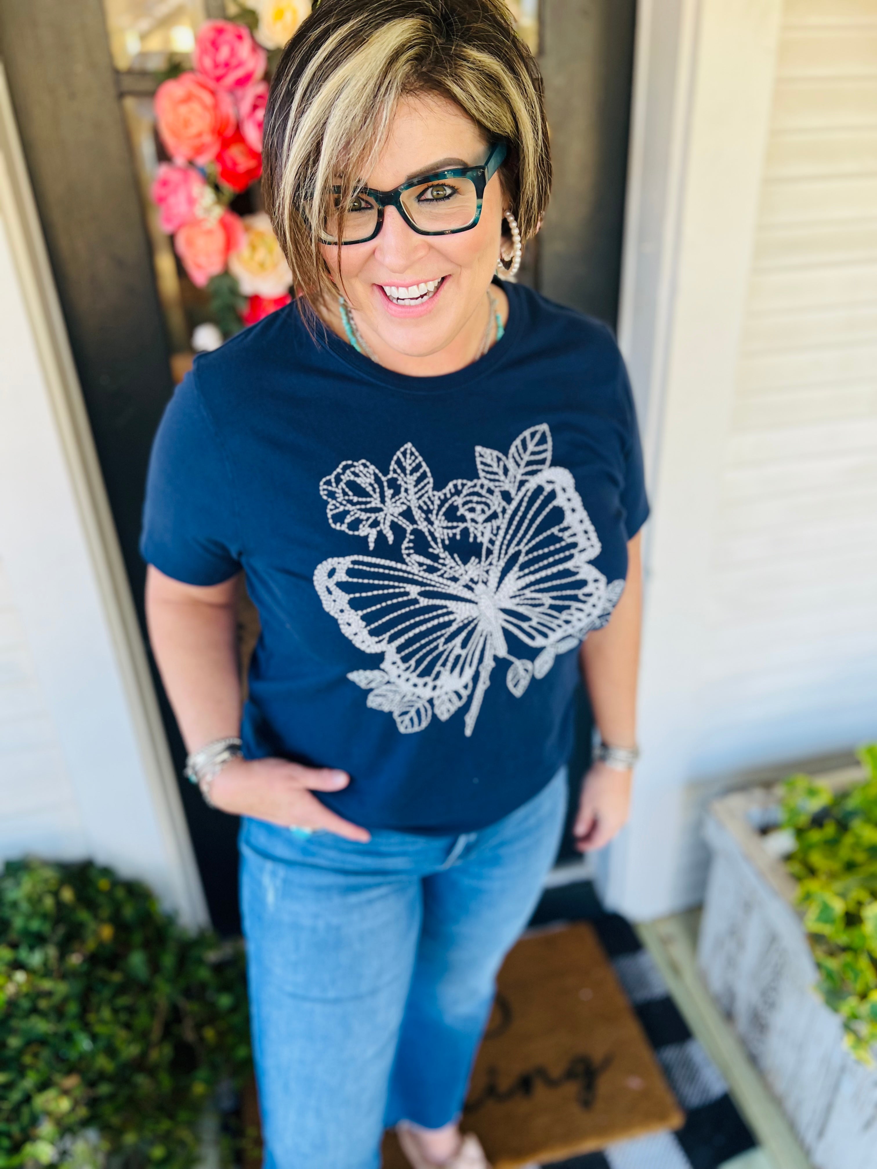 FLOWERS & BUTTERFLY TEE