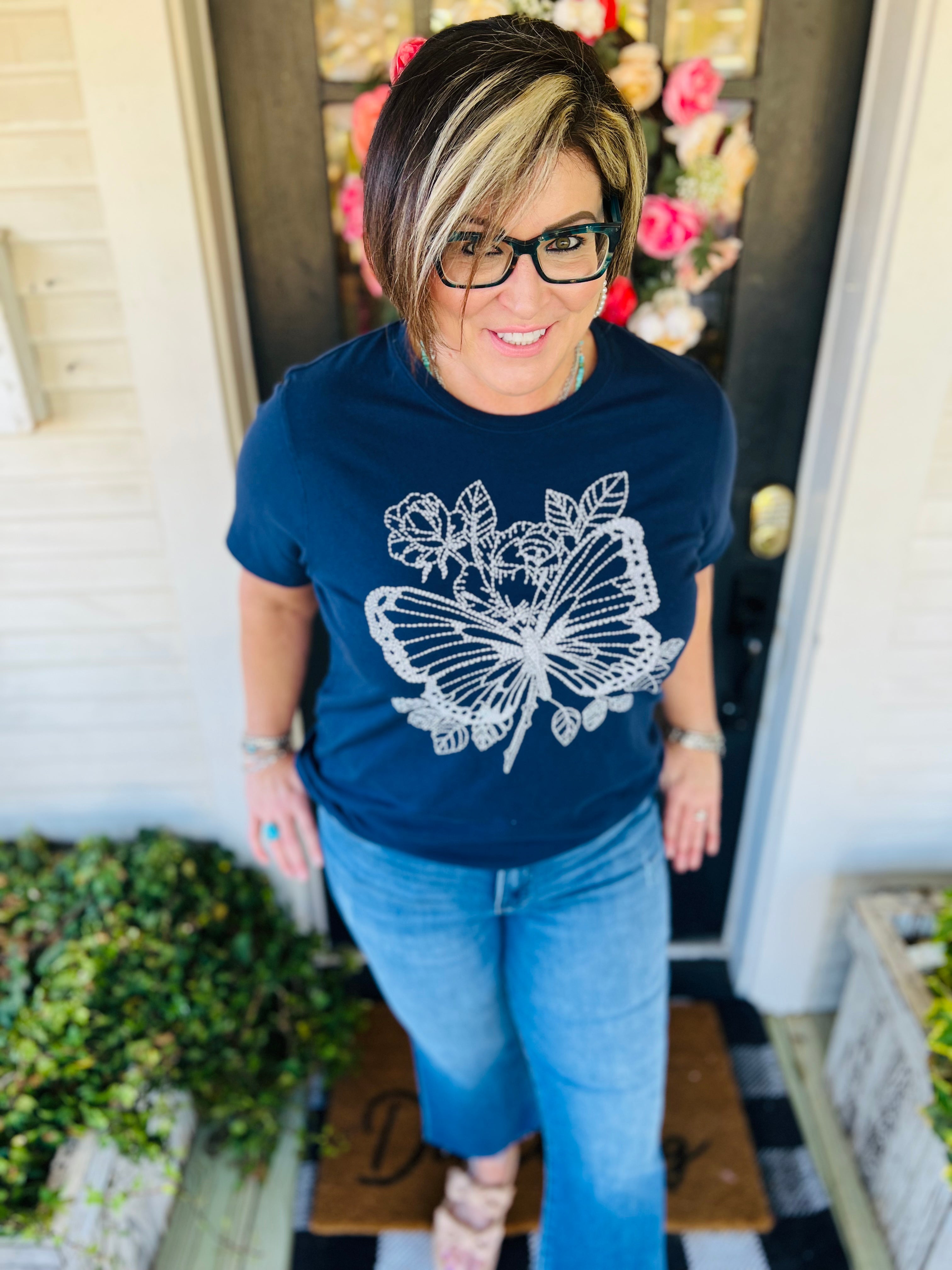 FLOWERS & BUTTERFLY TEE