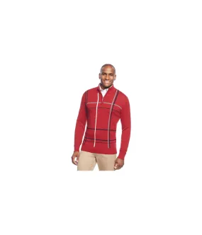 Geoffrey Beene Mens Windowpane Quarter-Zip Pullover Sweater