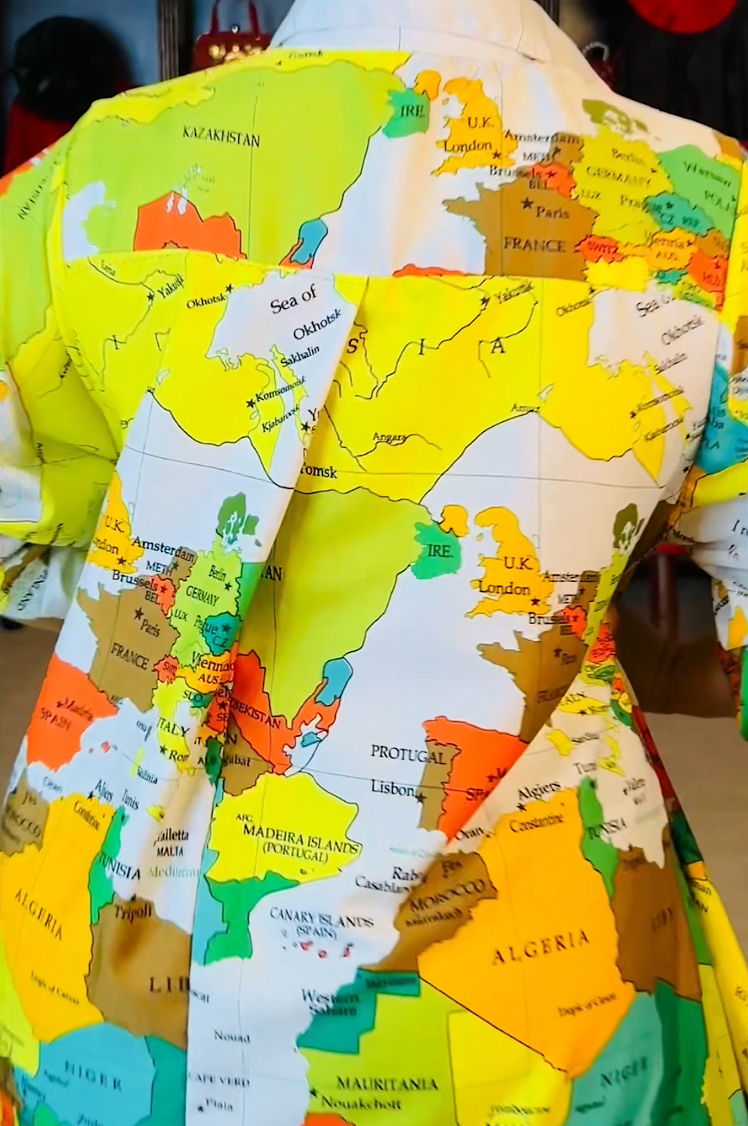 Global Map Print Silhouette Dress Top