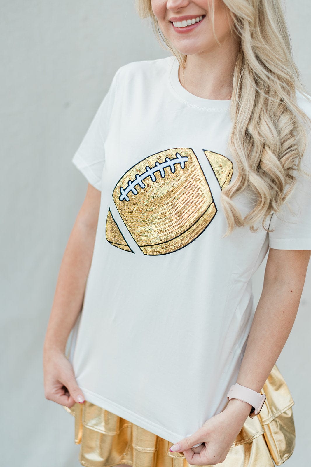 Gold Sequin Football Tee