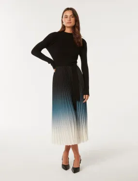 Harmony Ombre Pleat Midi Dress