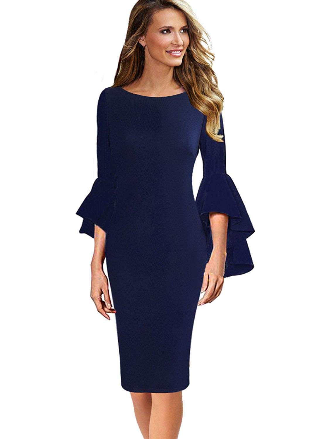 Haute Edition Women's Bell Sleeves Cocktail Party Dress