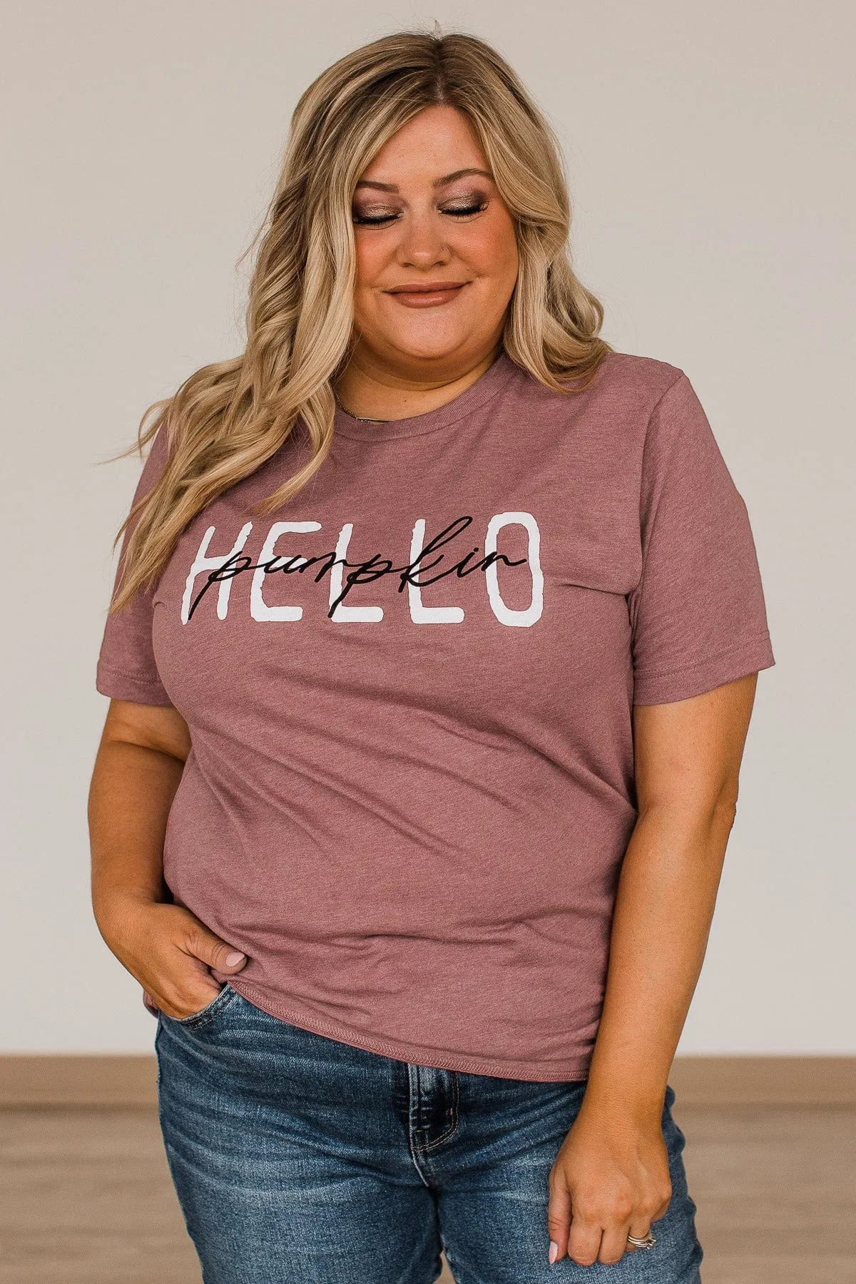 Hello Pumpkin Graphic Tee- Mauve