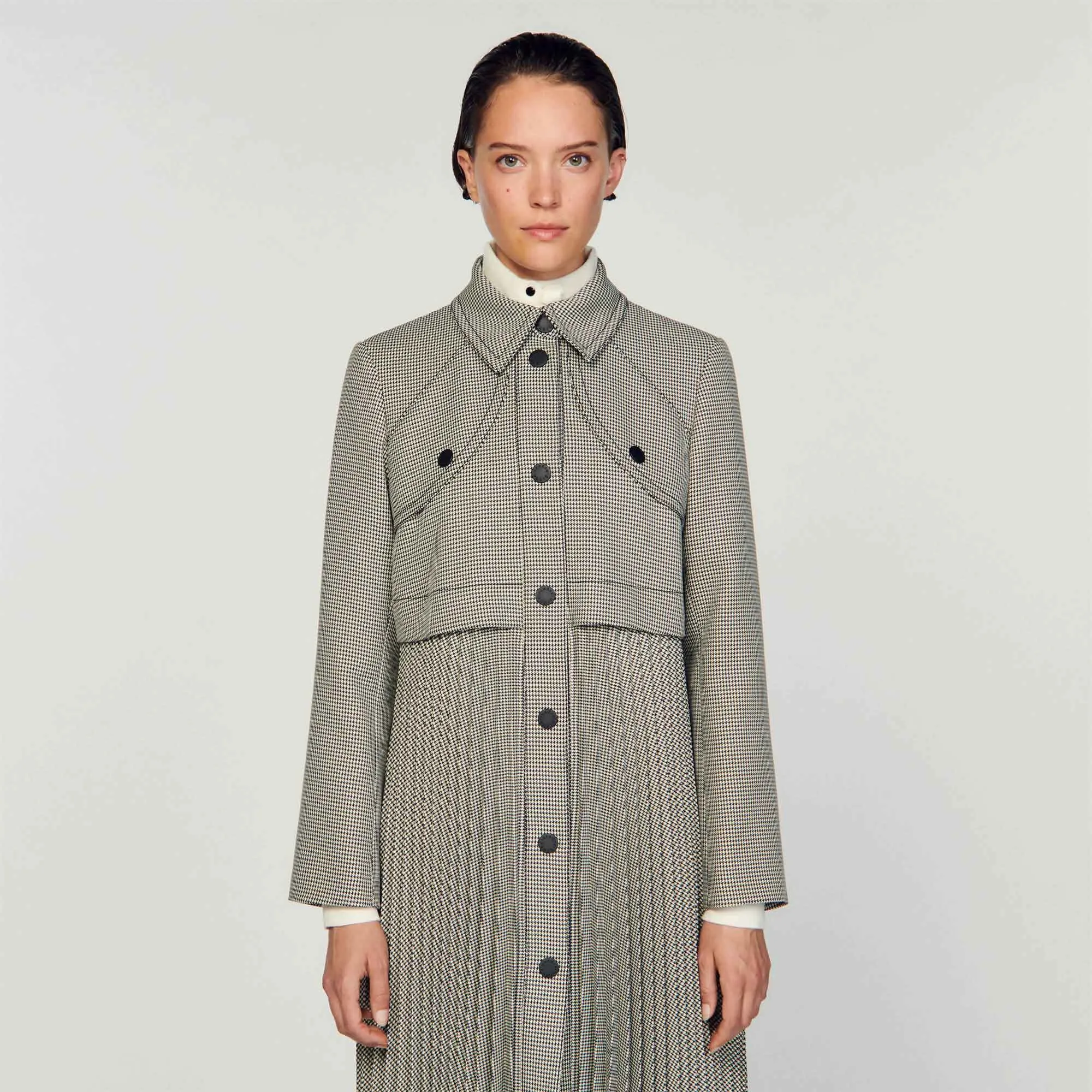 Houndstooth trench coat