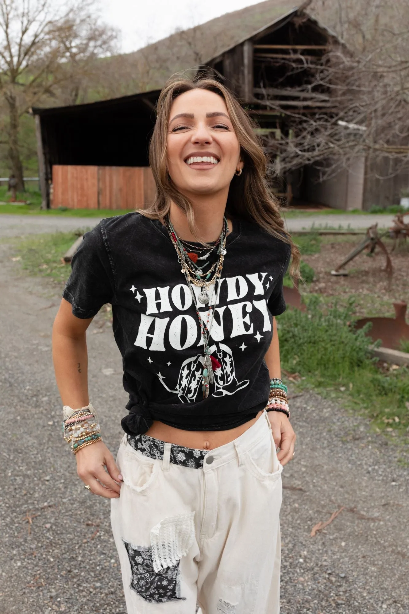 Howdy Honey Graphic Tee - Black