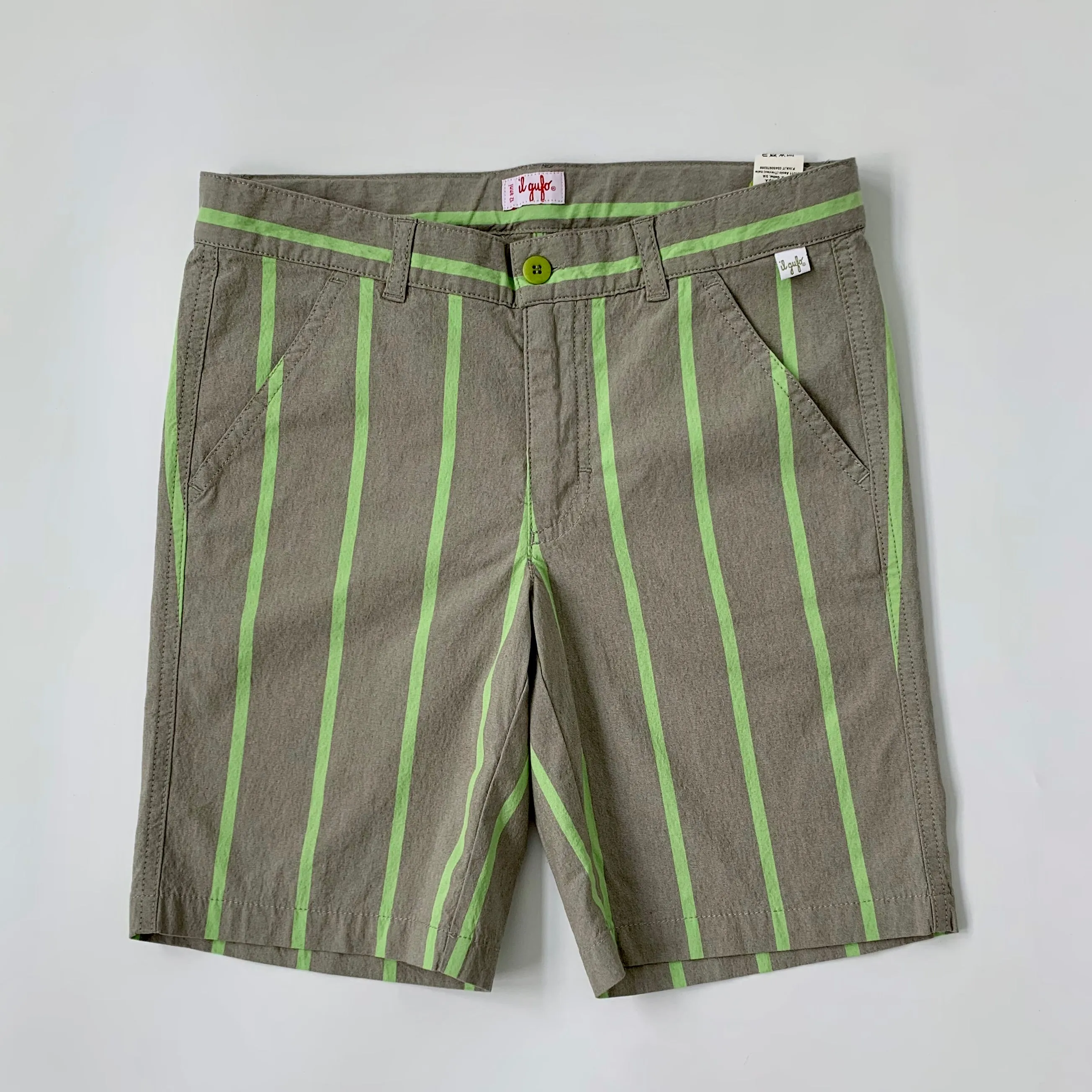 Il Gufo Green Stripe Shorts: 12 Years (Brand New)