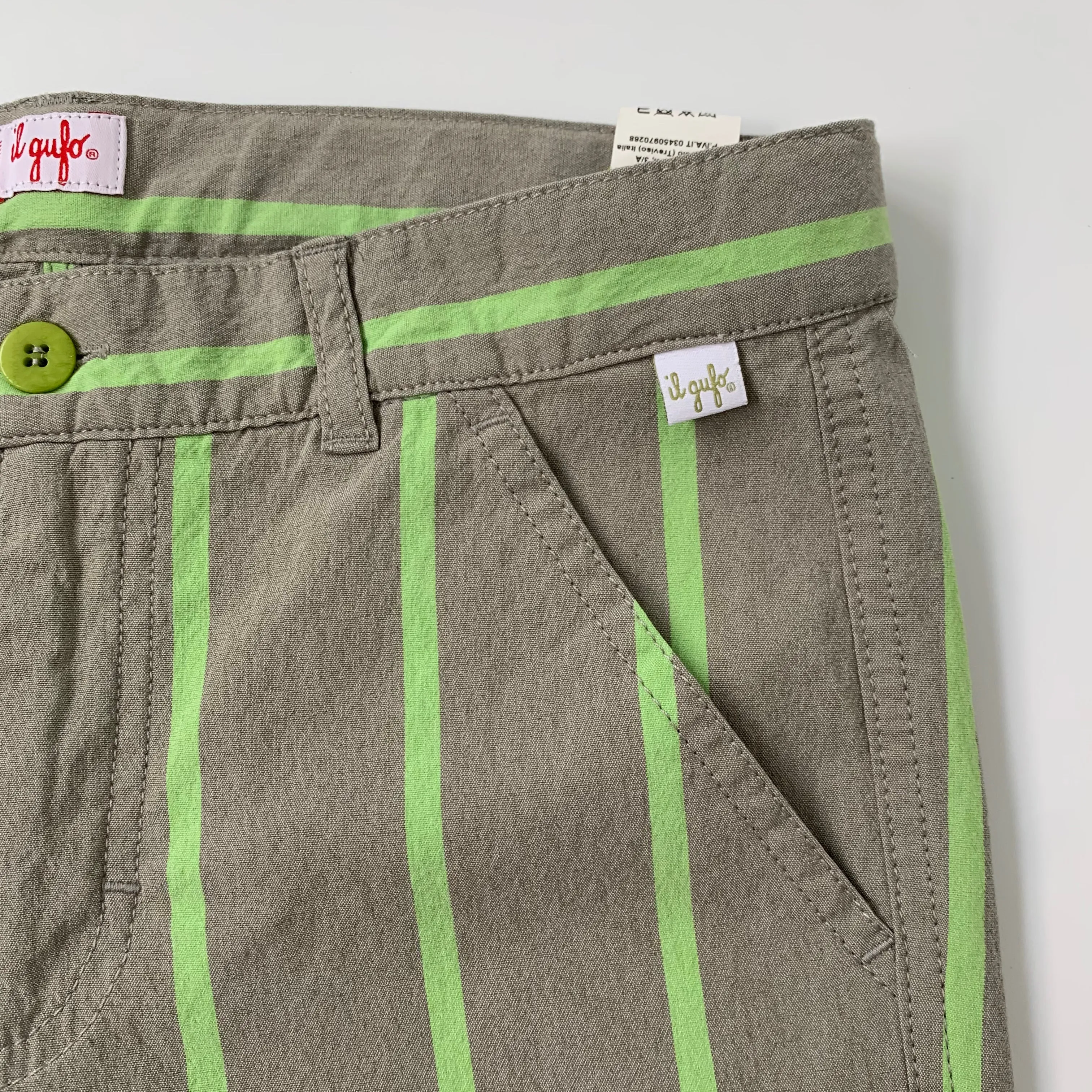 Il Gufo Green Stripe Shorts: 12 Years (Brand New)