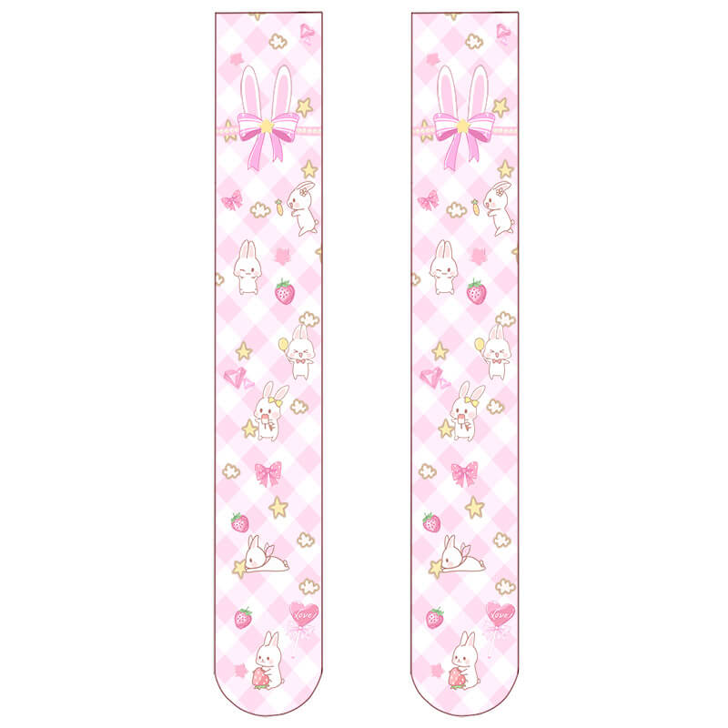 JAPANESE LOLITA BUNNY PRINT KNEE SOCKS BY64029