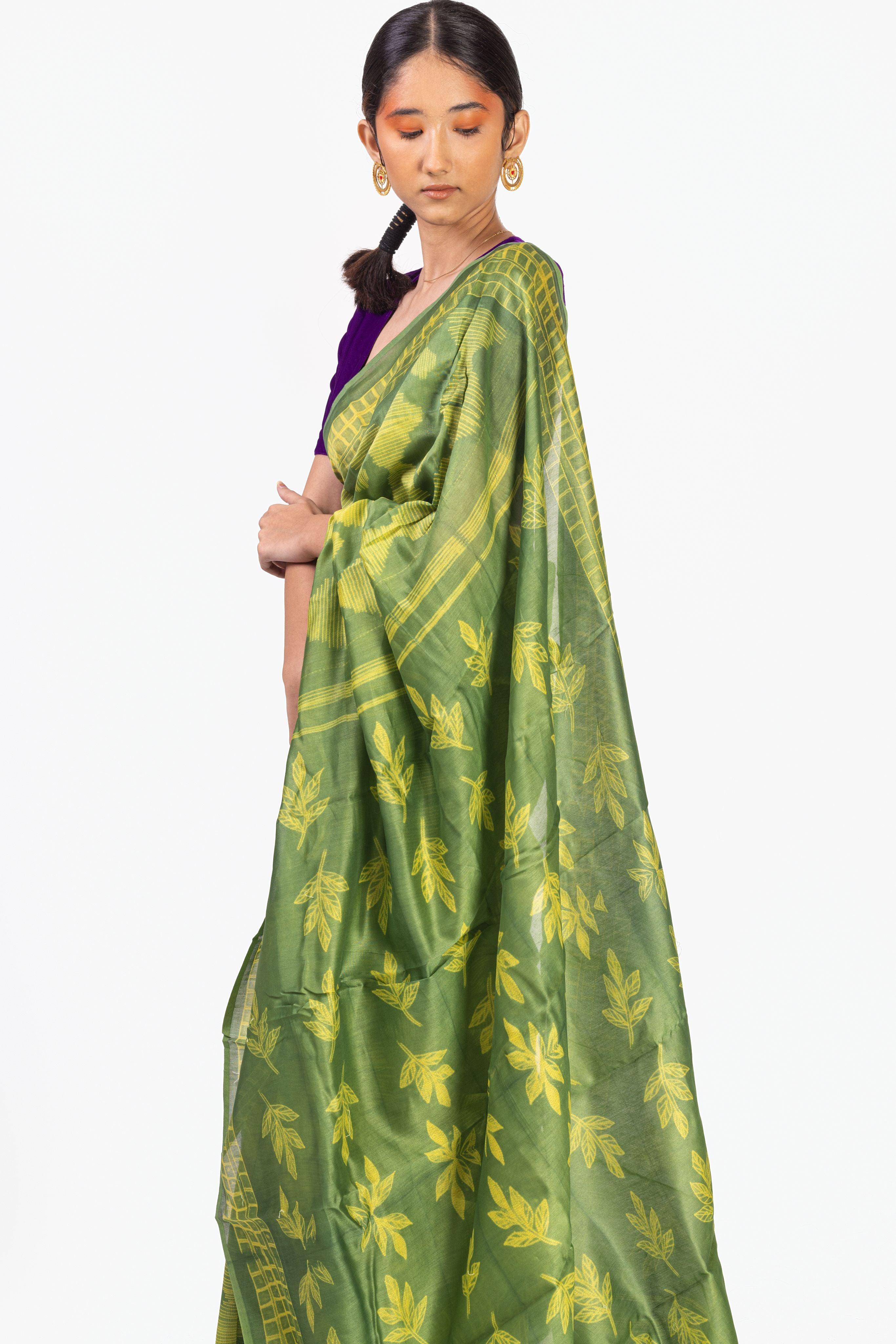 Kaisori Inayaat light green Shibori print saree