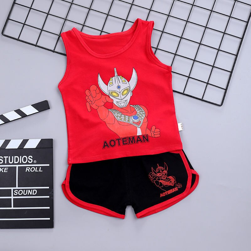 Kids Spiderman Sleeveless T-shirt Vest+Shorts