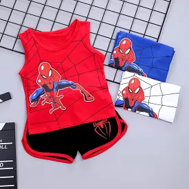 Kids Spiderman Sleeveless T-shirt Vest+Shorts