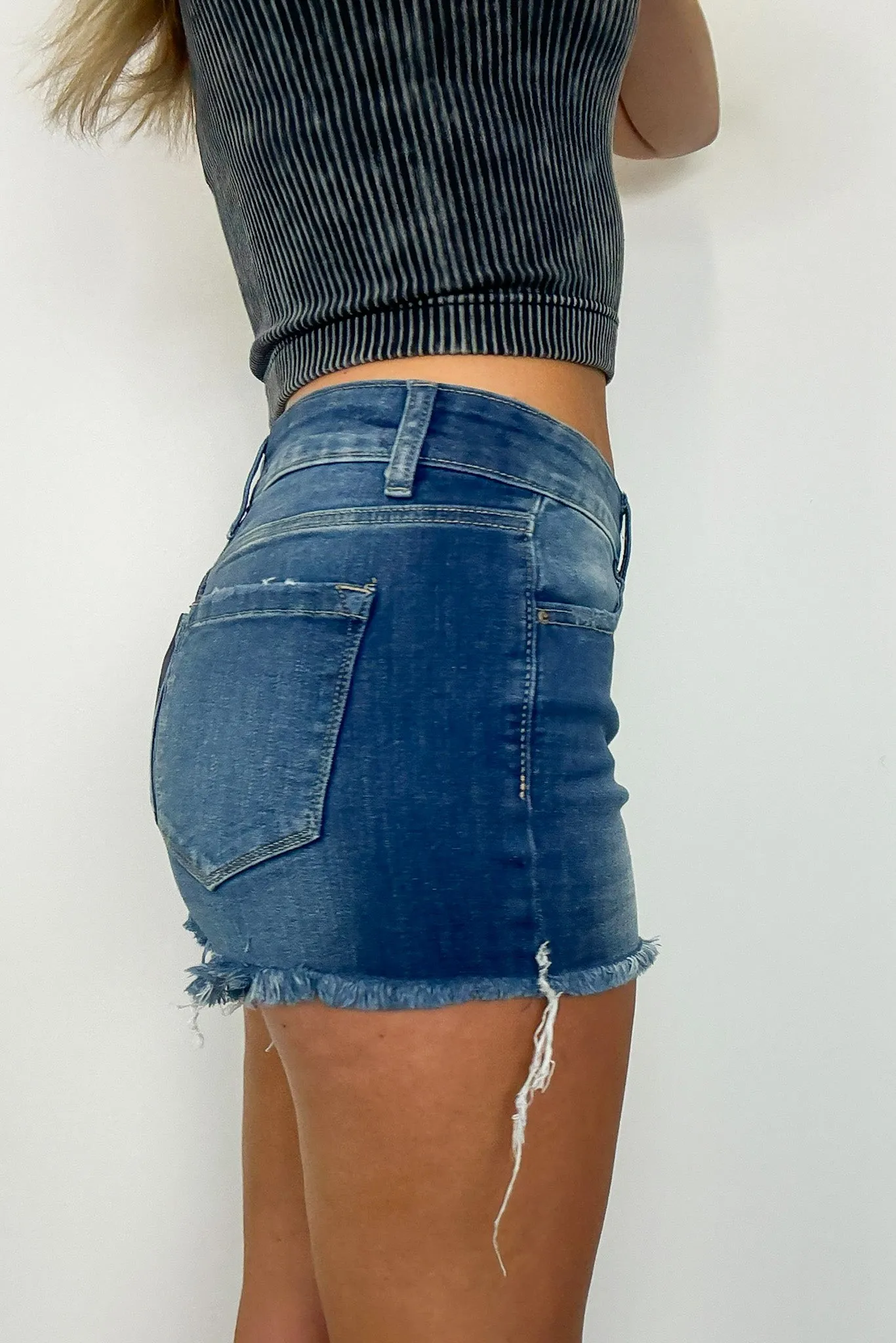 Maxina Frayed Hem Denim Shorts