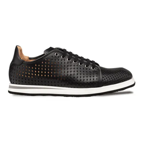 Mezlan Luce Black Perforated Leather Sneaker