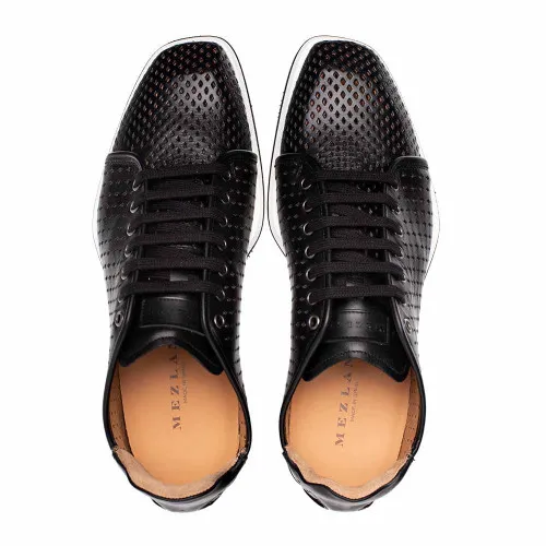 Mezlan Luce Black Perforated Leather Sneaker