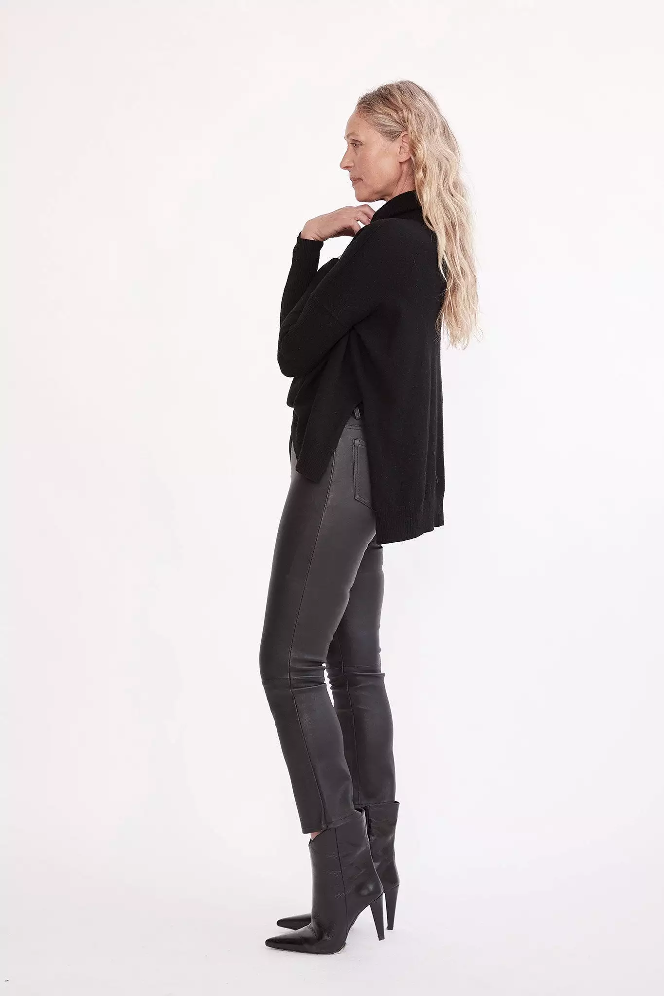 Midtown Kick Flare Pant Black Stretch Leather