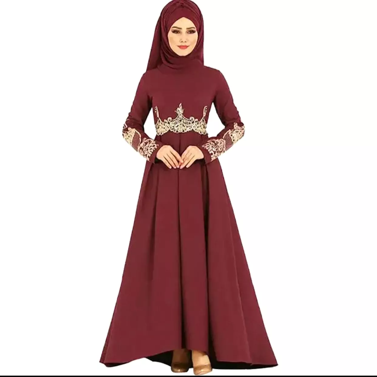 Muslim High Waist Elegant Swing Drag Dress Women L B-48872