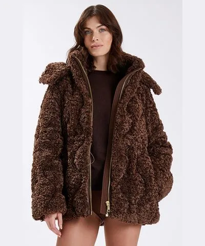 Nicole Benisti Womens Tory Oversized Shearling Jacket