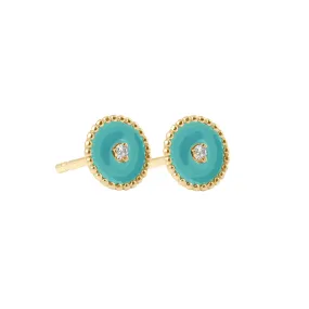 North Star, diamond Turquoise Green resin earrings, Yellow Gold