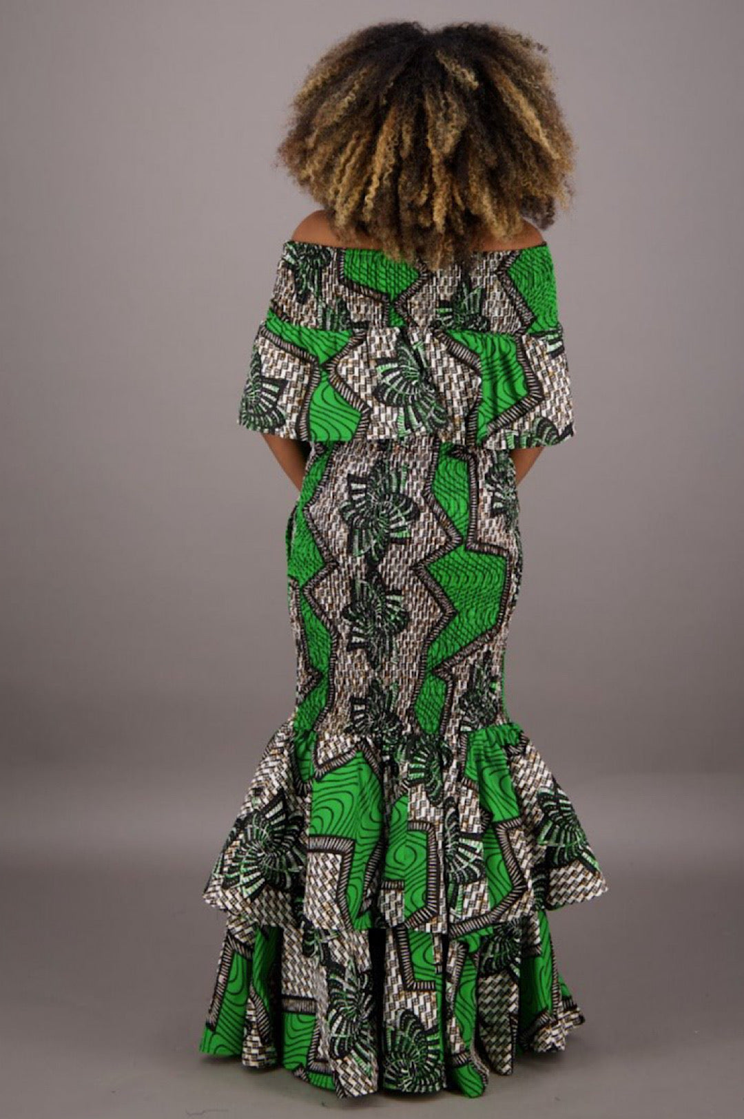 One Size Fits Most Green Print Mermaid Style Dress