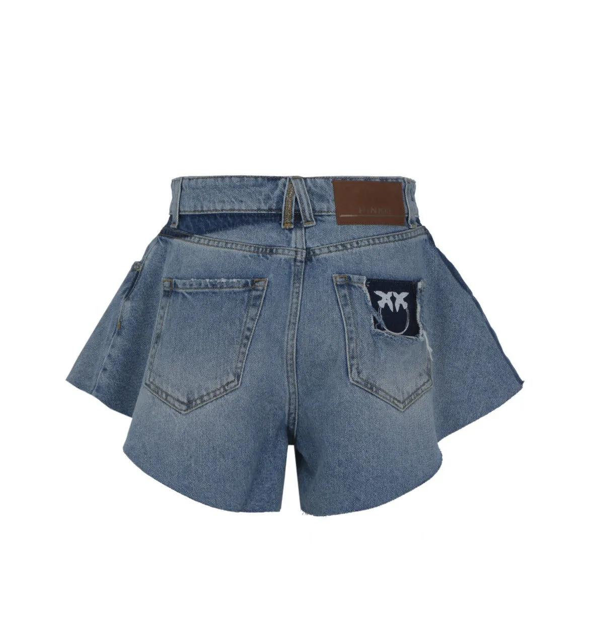 Pinko Logo Patch Butterfly Denim Shorts