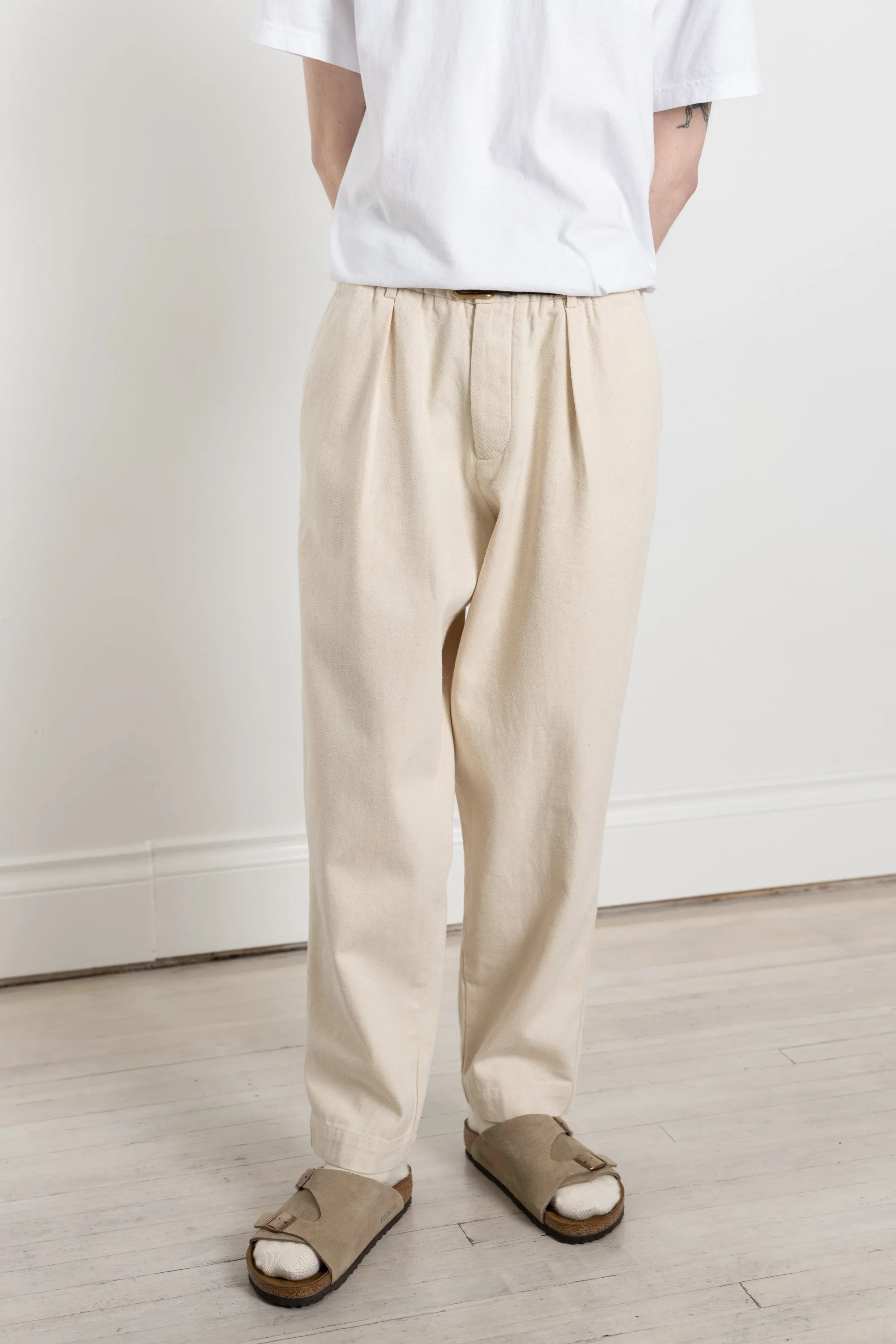 Pleated Track Pant Recycled Cotton Ecru