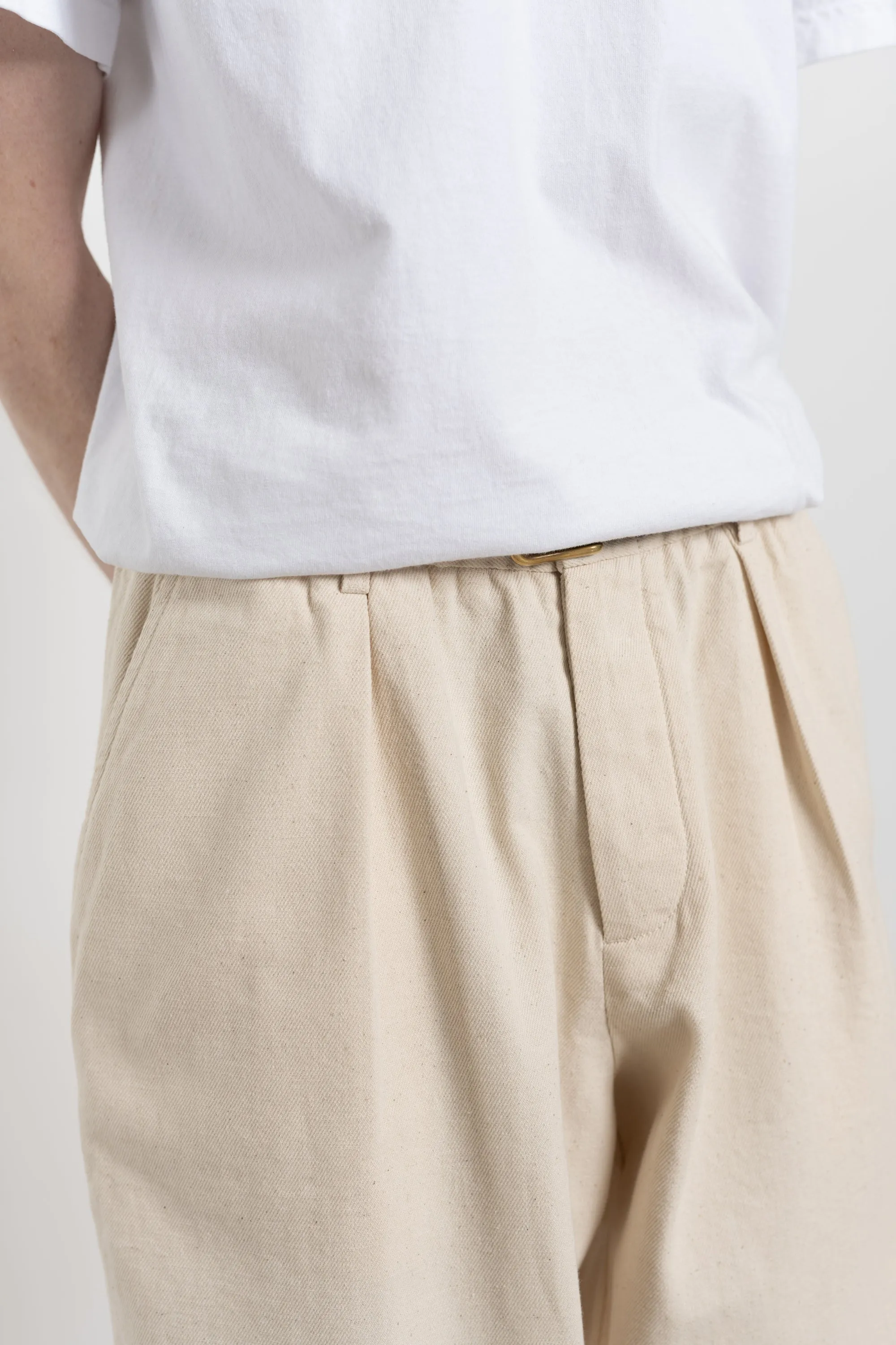 Pleated Track Pant Recycled Cotton Ecru