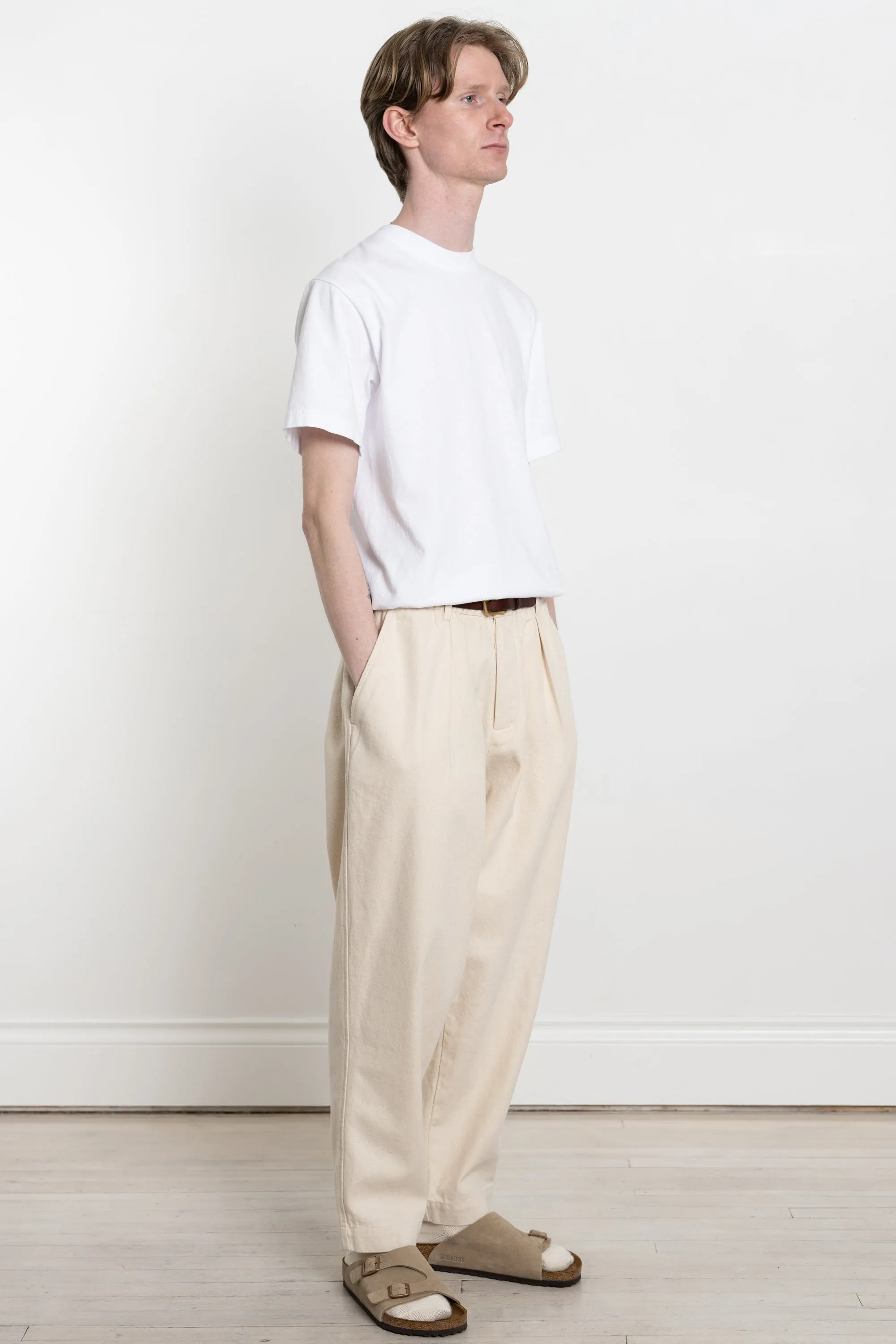 Pleated Track Pant Recycled Cotton Ecru