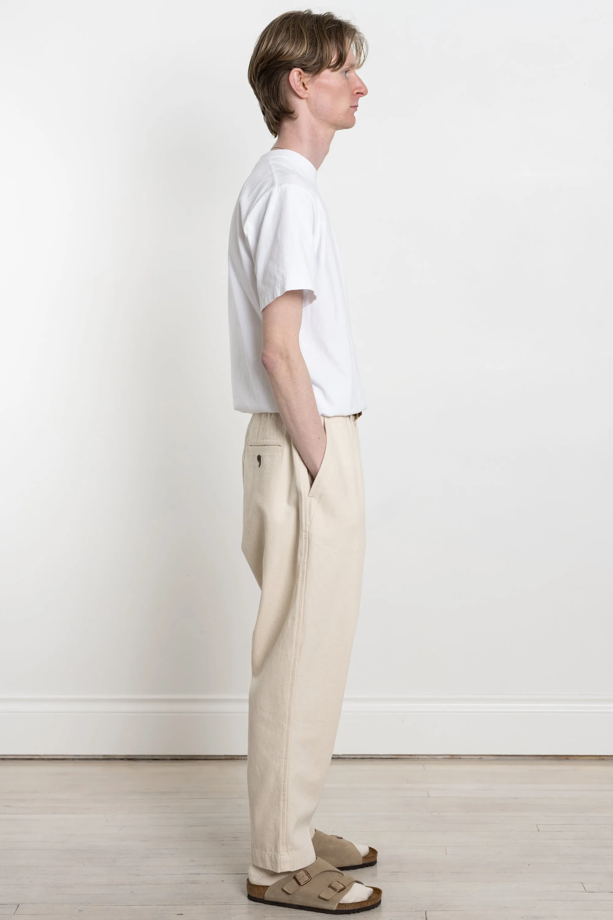 Pleated Track Pant Recycled Cotton Ecru