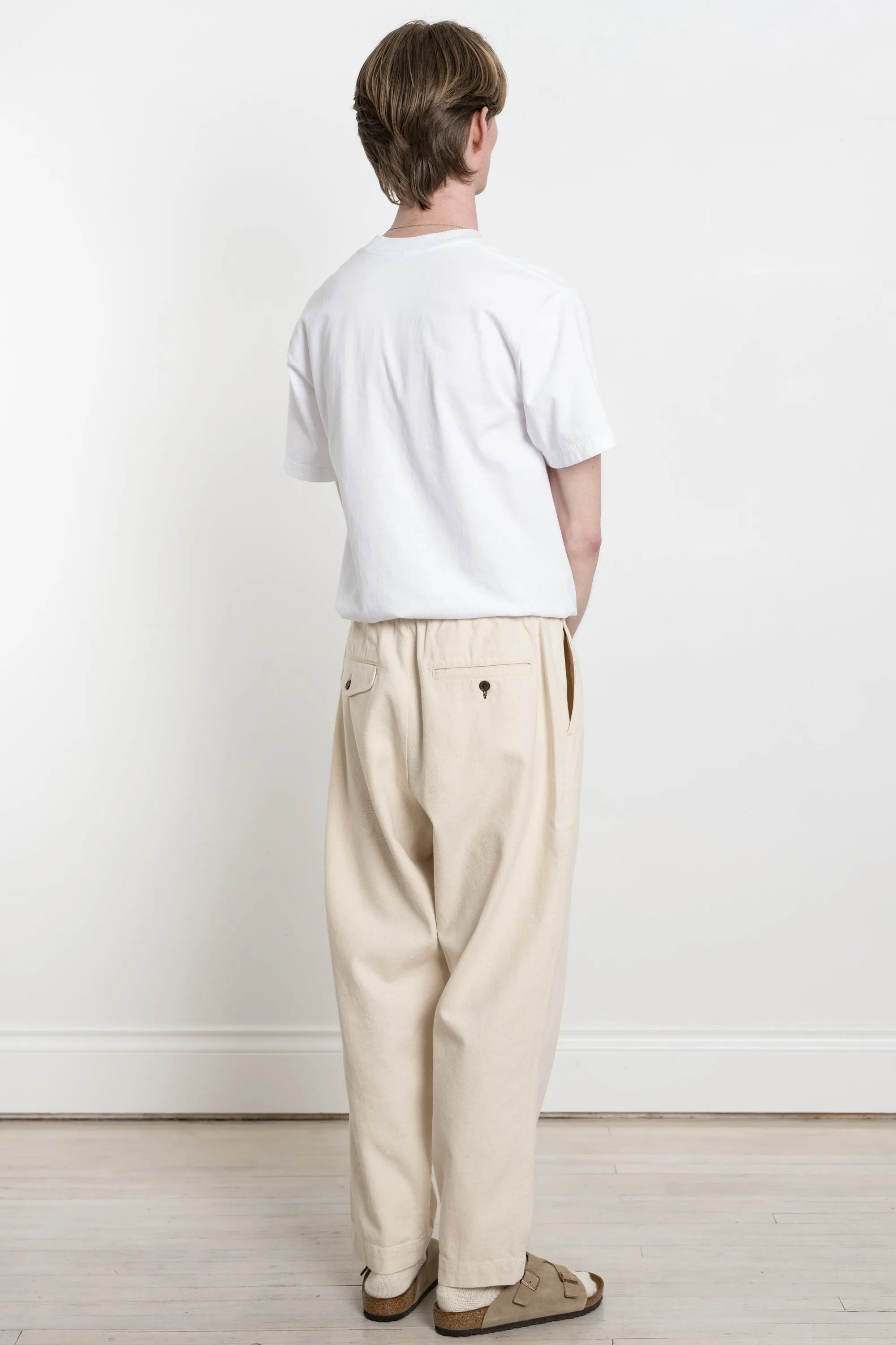 Pleated Track Pant Recycled Cotton Ecru