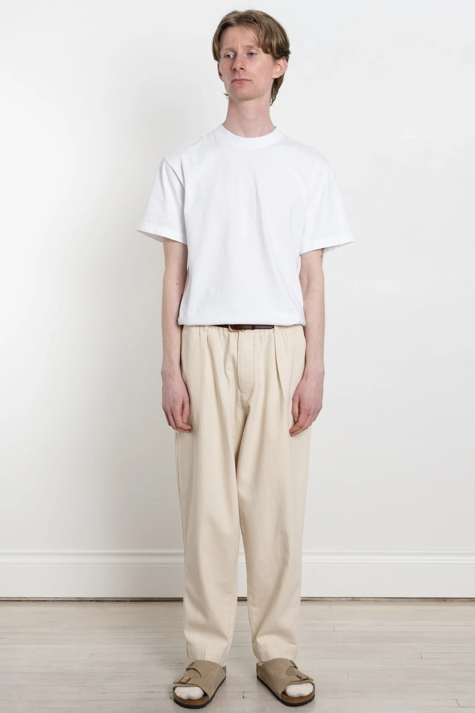 Pleated Track Pant Recycled Cotton Ecru