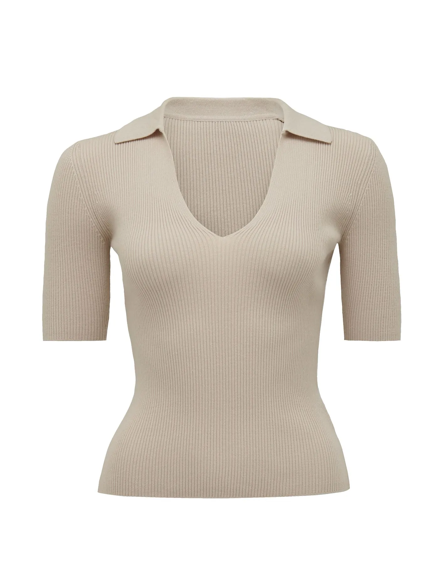 Selena Short Sleeve Collar Knit Top