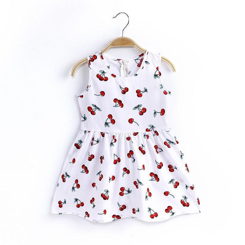 Sleeveless Fruity Print Girls Dresses