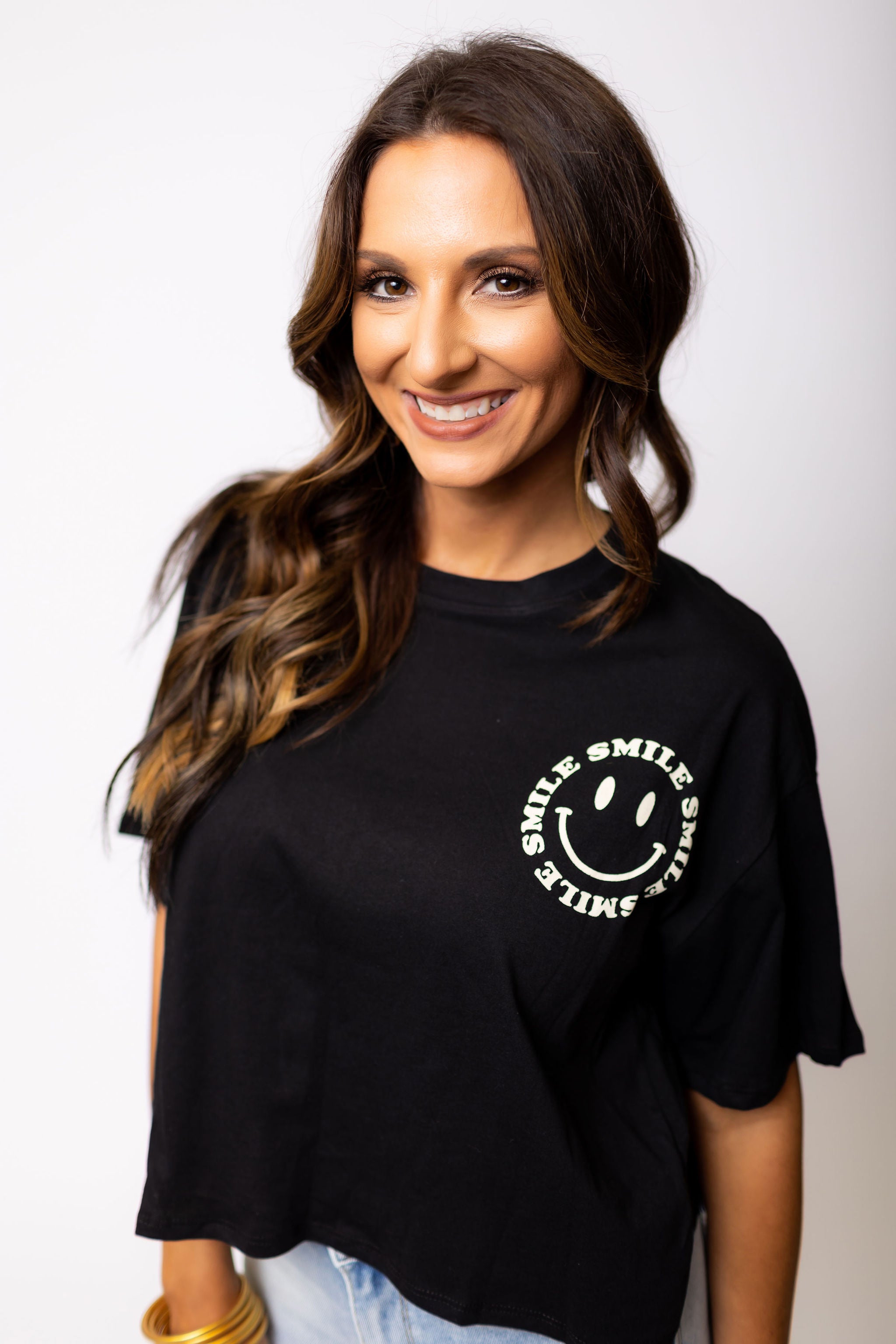 Smile Cropped Graphic Tee