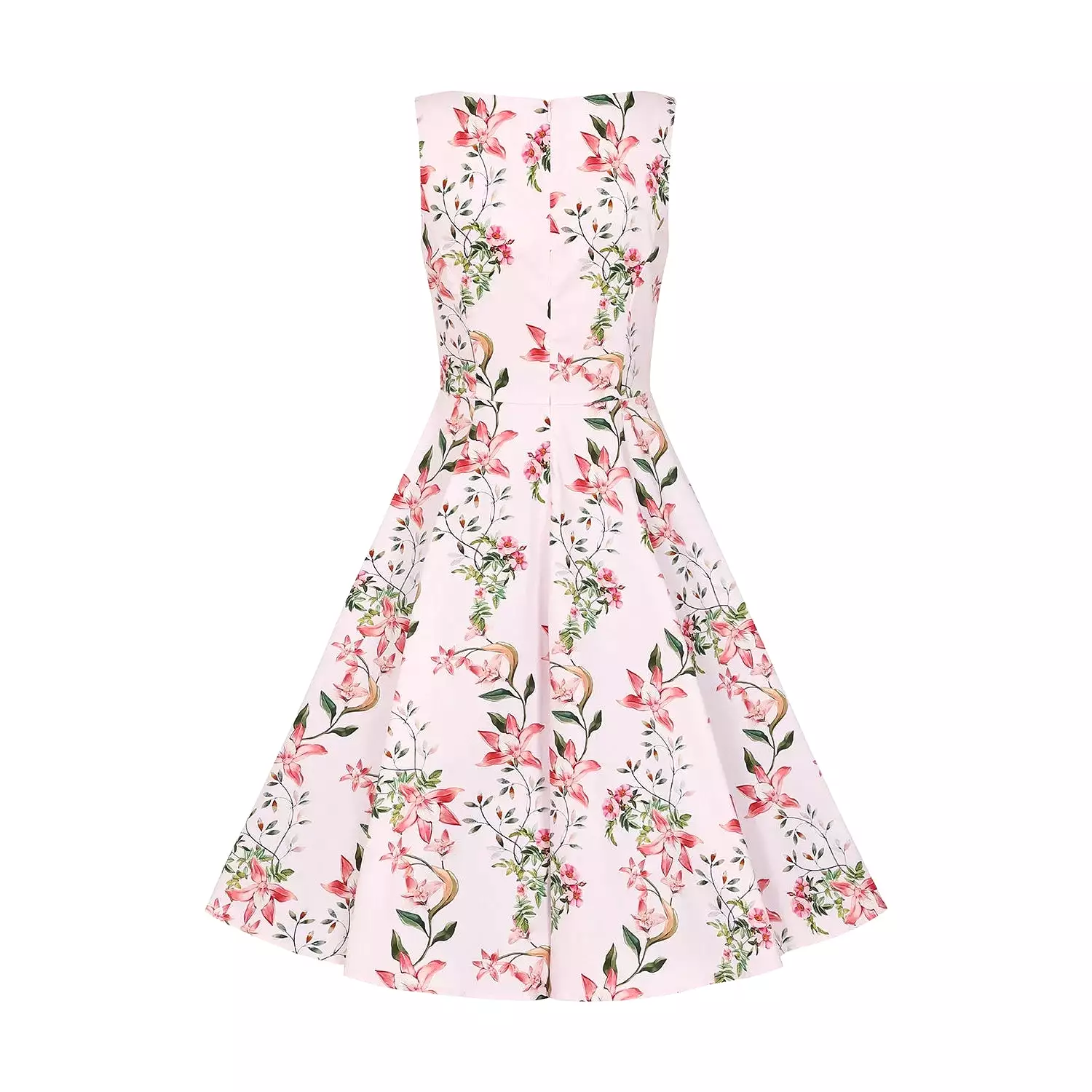 Soft Pink Floral Summer Party Swing Tea Dress