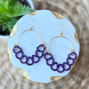 Teardrop Hoops - Purple Glitter - Acrylic Earrings