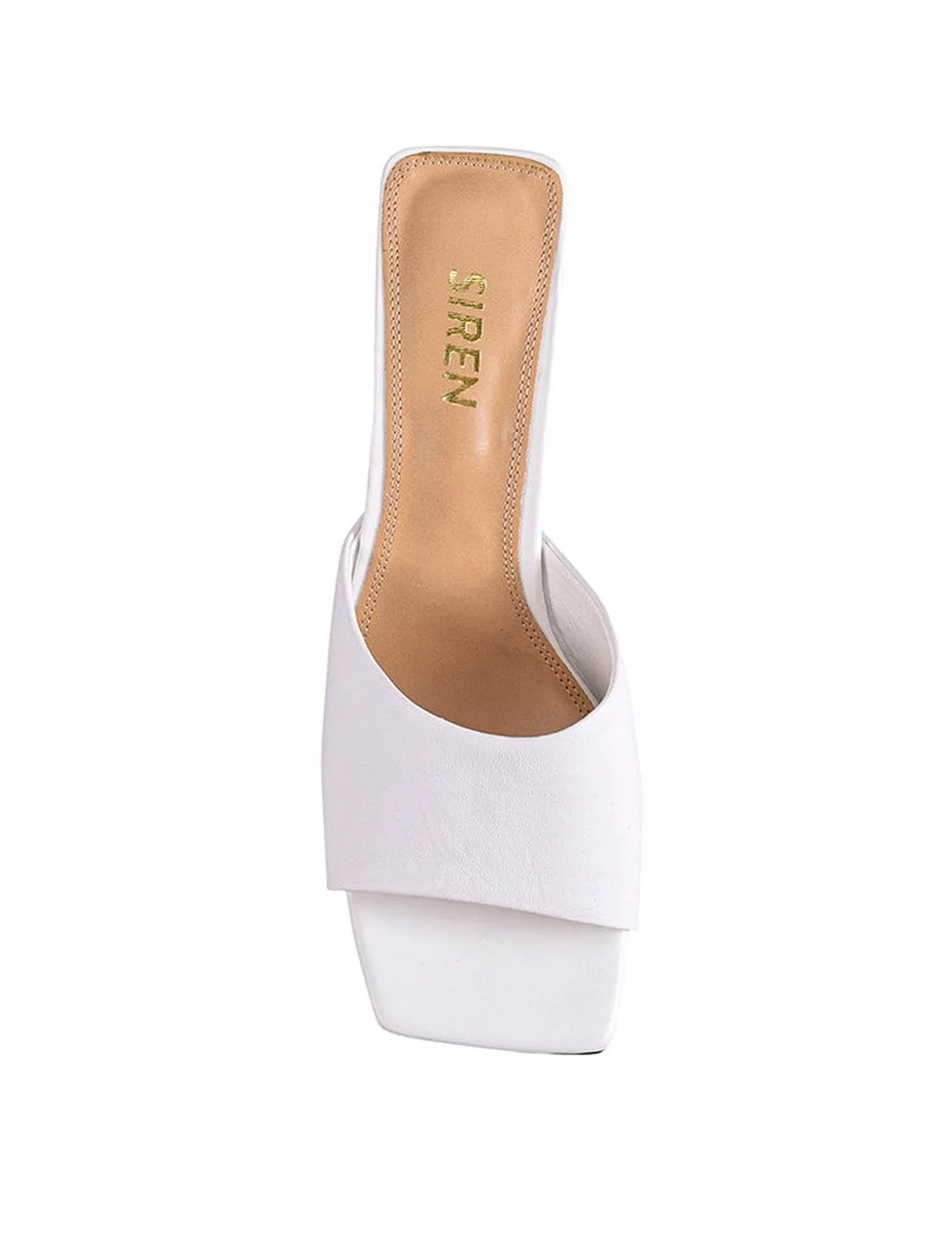 Teepee Block Heel Mules - White Leather